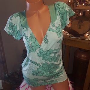 Bebe floral wrap blouse S RARE!!